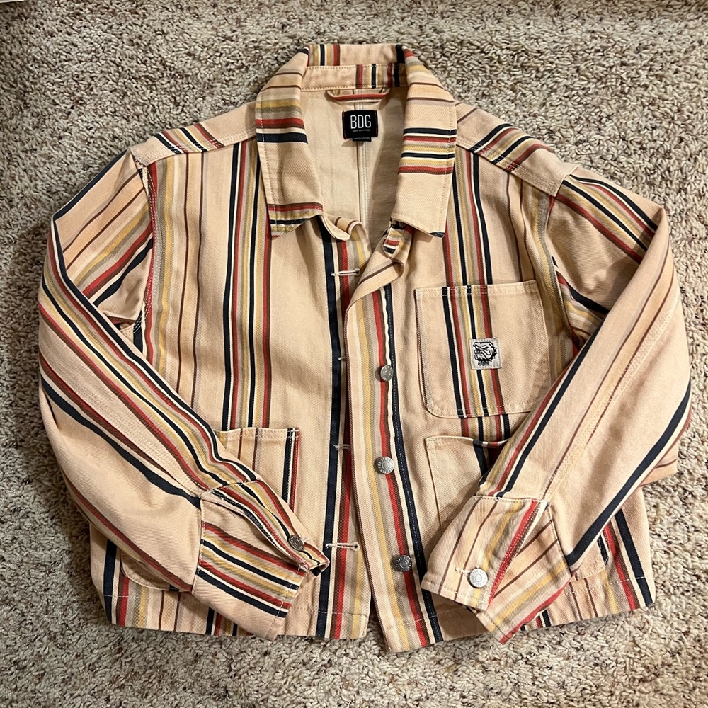 Urban outfitters striped denim jacket size small